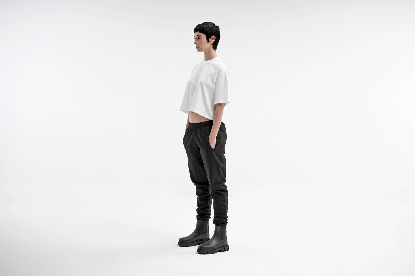 DAMEN CROPPED T-SHIRT - WEISS