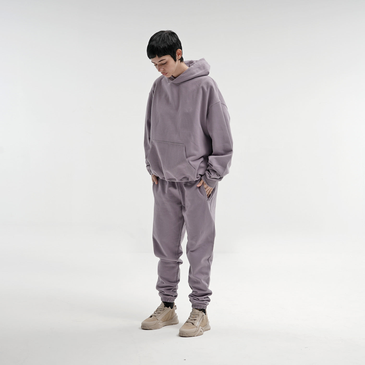FRENCH TERRY SWEATPANTS - SAGE-PURPLE