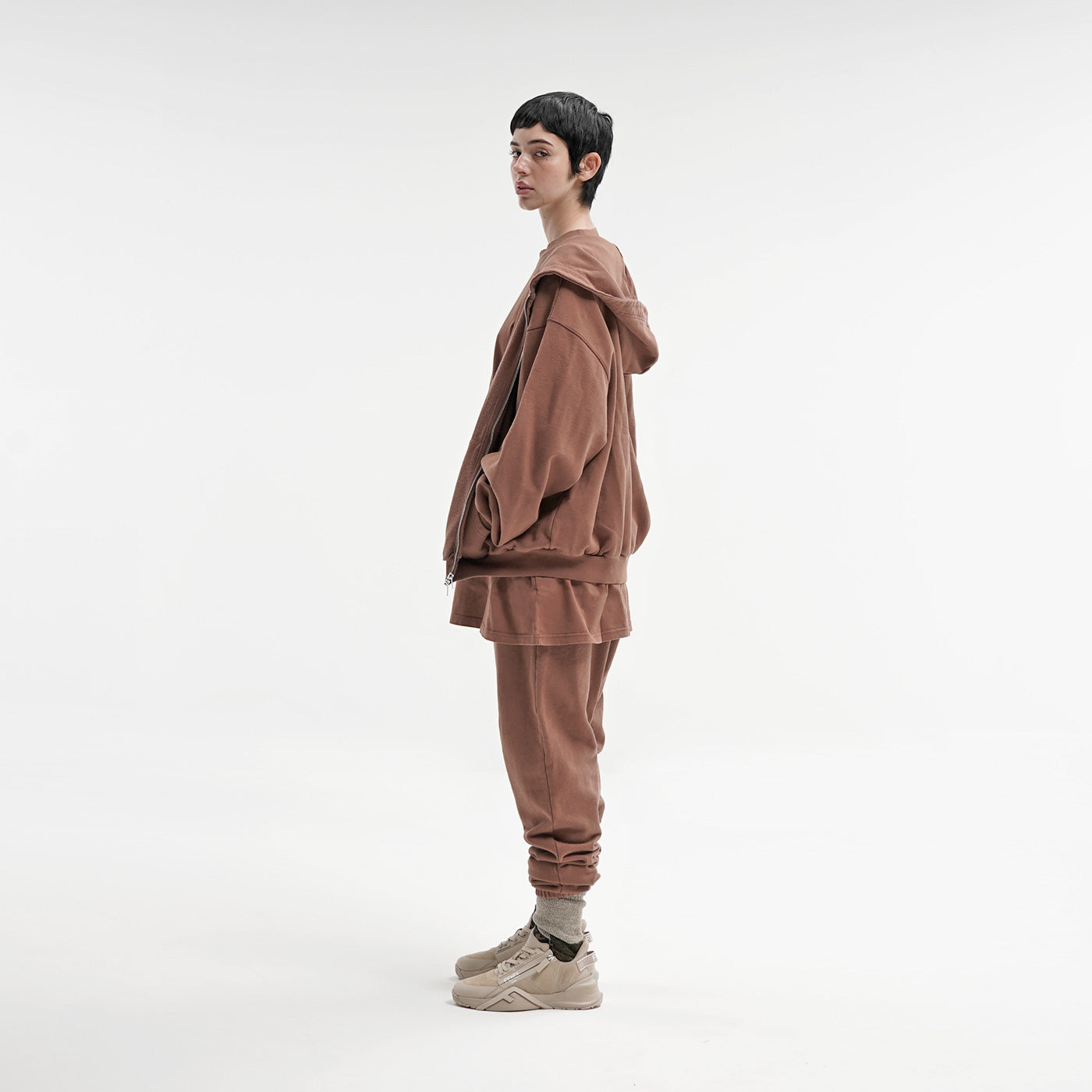 FRENCH TERRY SWEATPANTS - BROWN