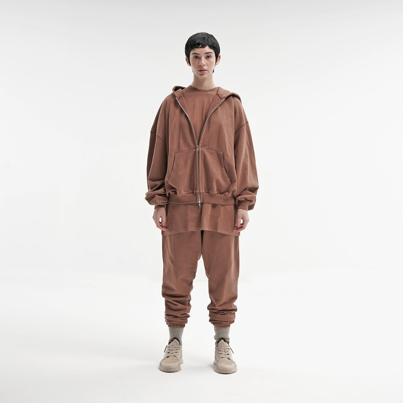 FRENCH TERRY SWEATPANTS - BROWN