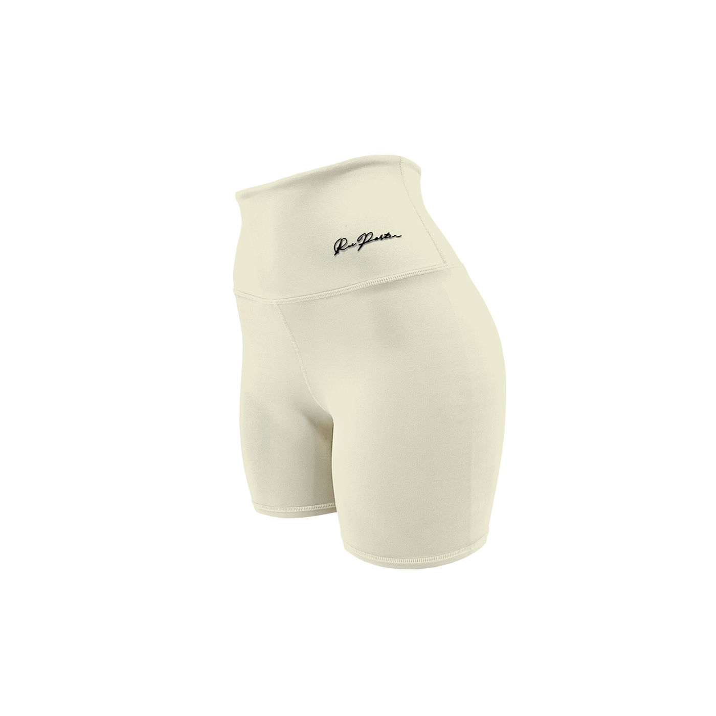 Bikershorts mit hoher Taille, 18 cm, Elfenbein