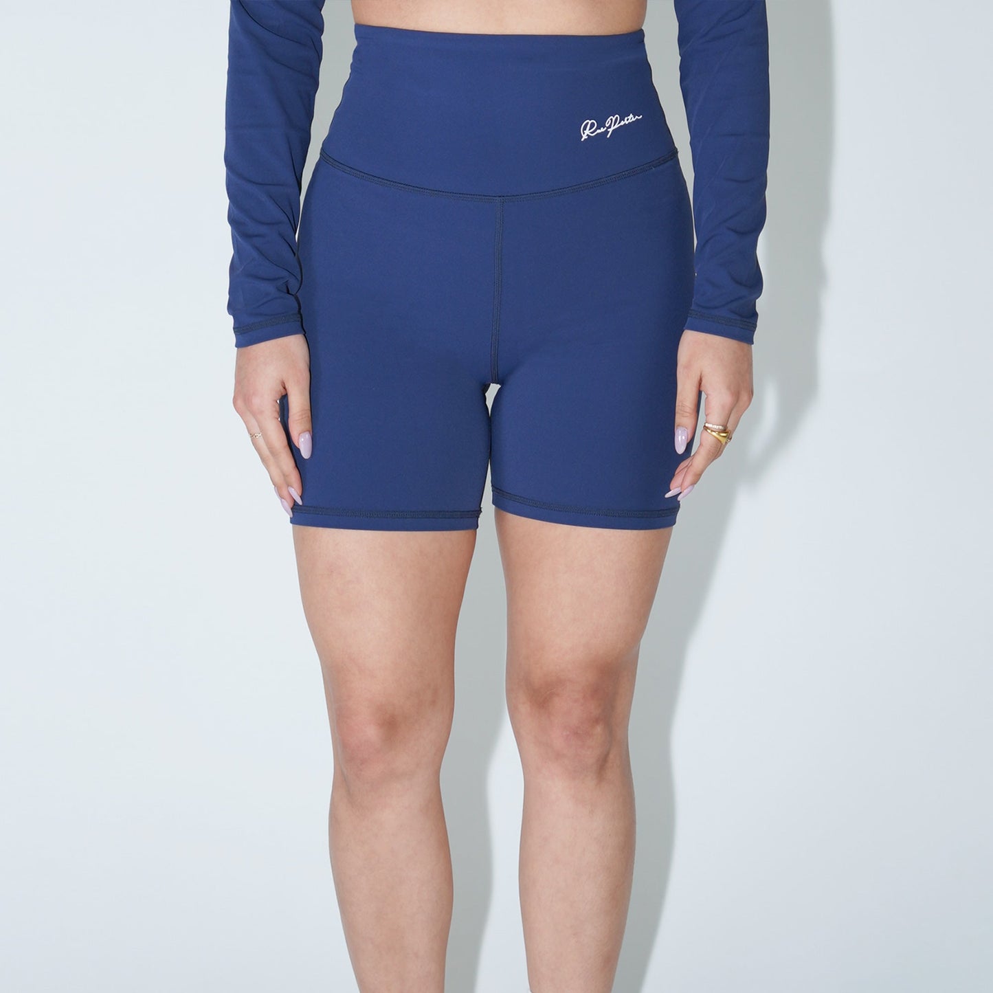 Bikershorts mit hoher Taille, 7 Zoll, Marineblau