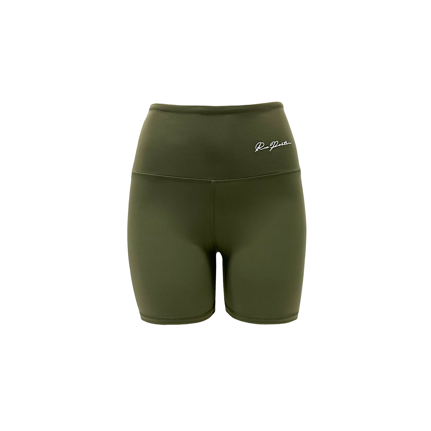 Bikershorts mit hoher Taille, 7 Zoll – Olivgrün