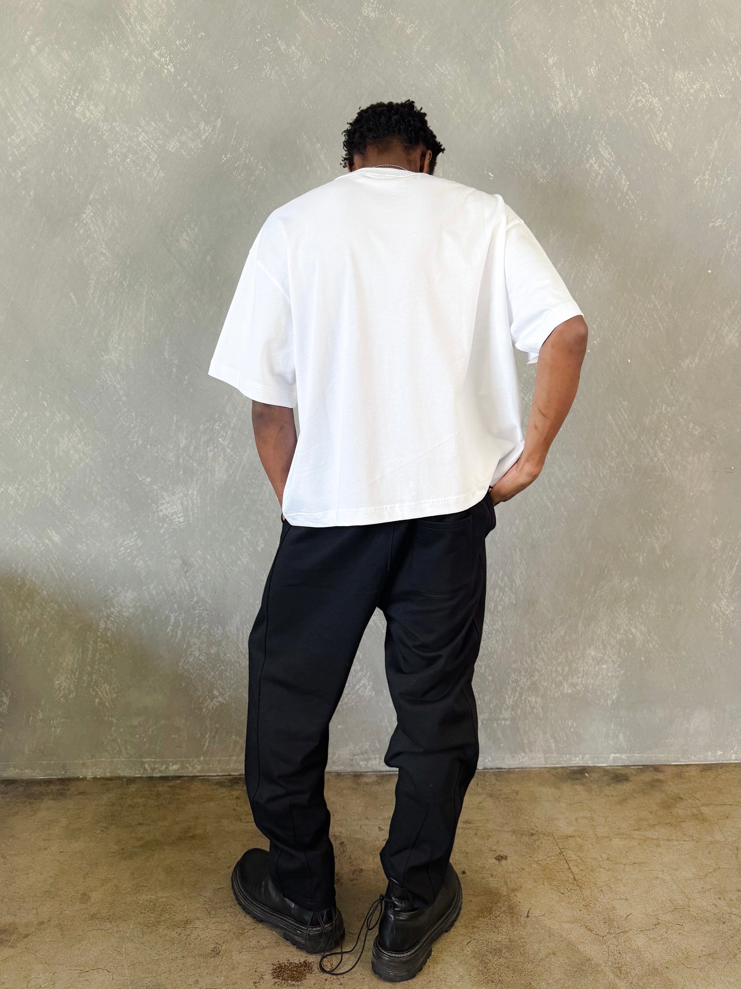 MENS CROPPED BOXY LUXURY TEE - WHITE