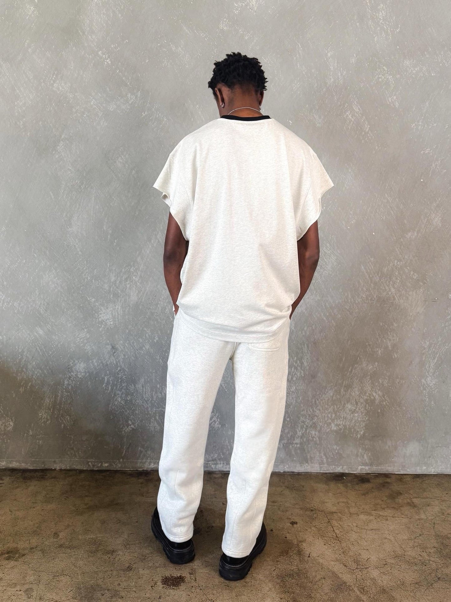 MADE IN ITALY | PLEATED STRAIGHT SWEATPANTS - ASH HEATHER