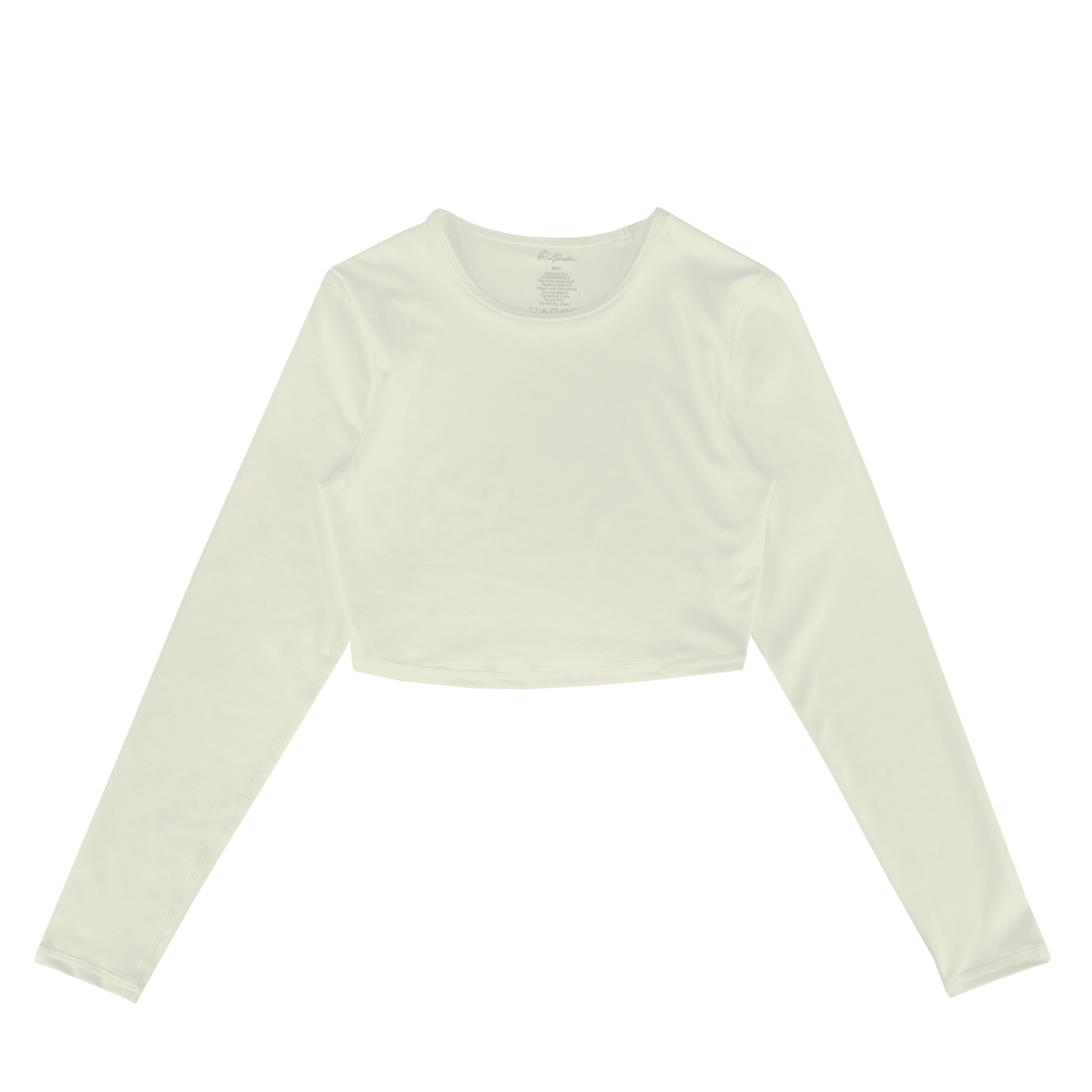 Tailliertes, kurzes Langarmshirt – Elfenbein