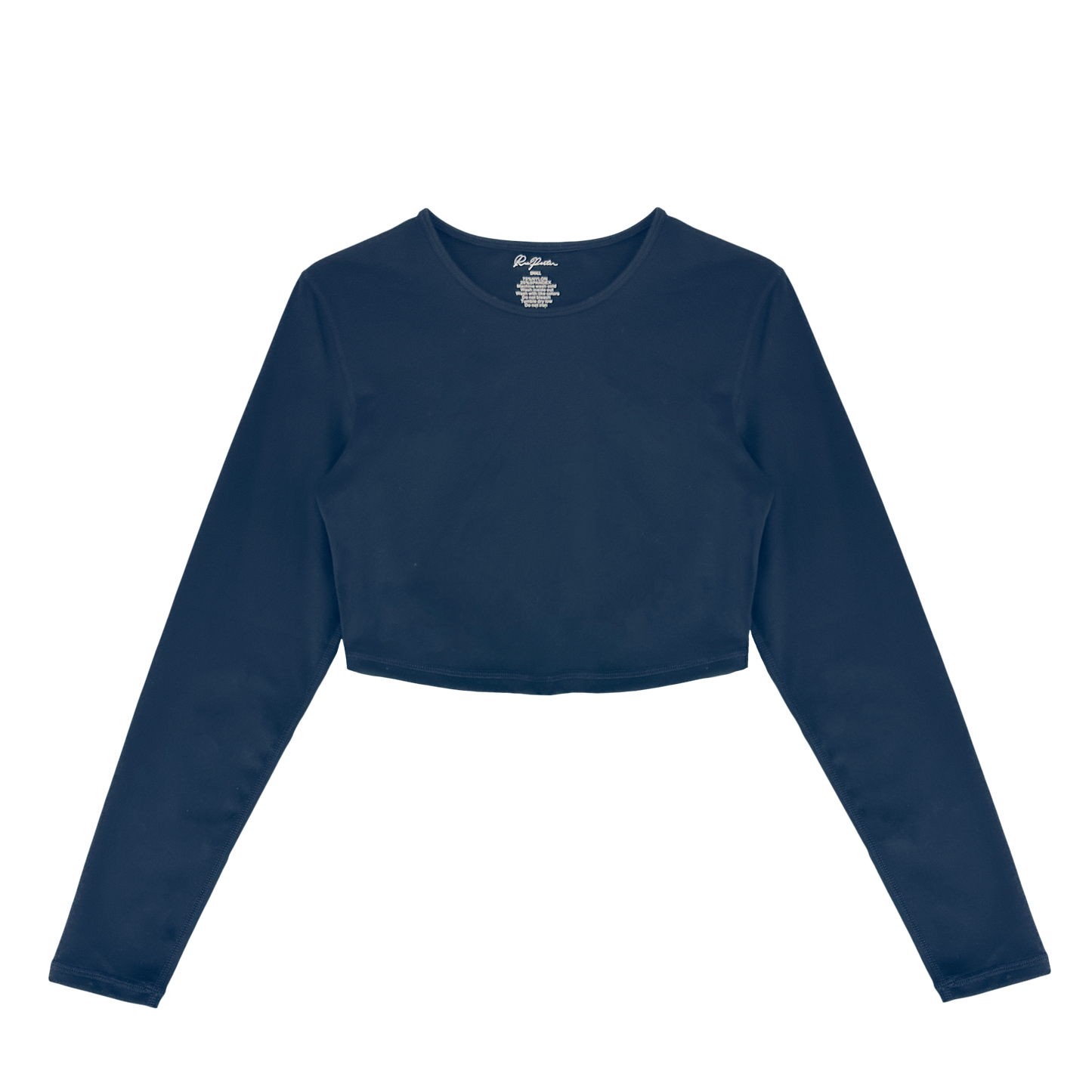 Tailliertes, kurzes Langarmshirt – Marineblau