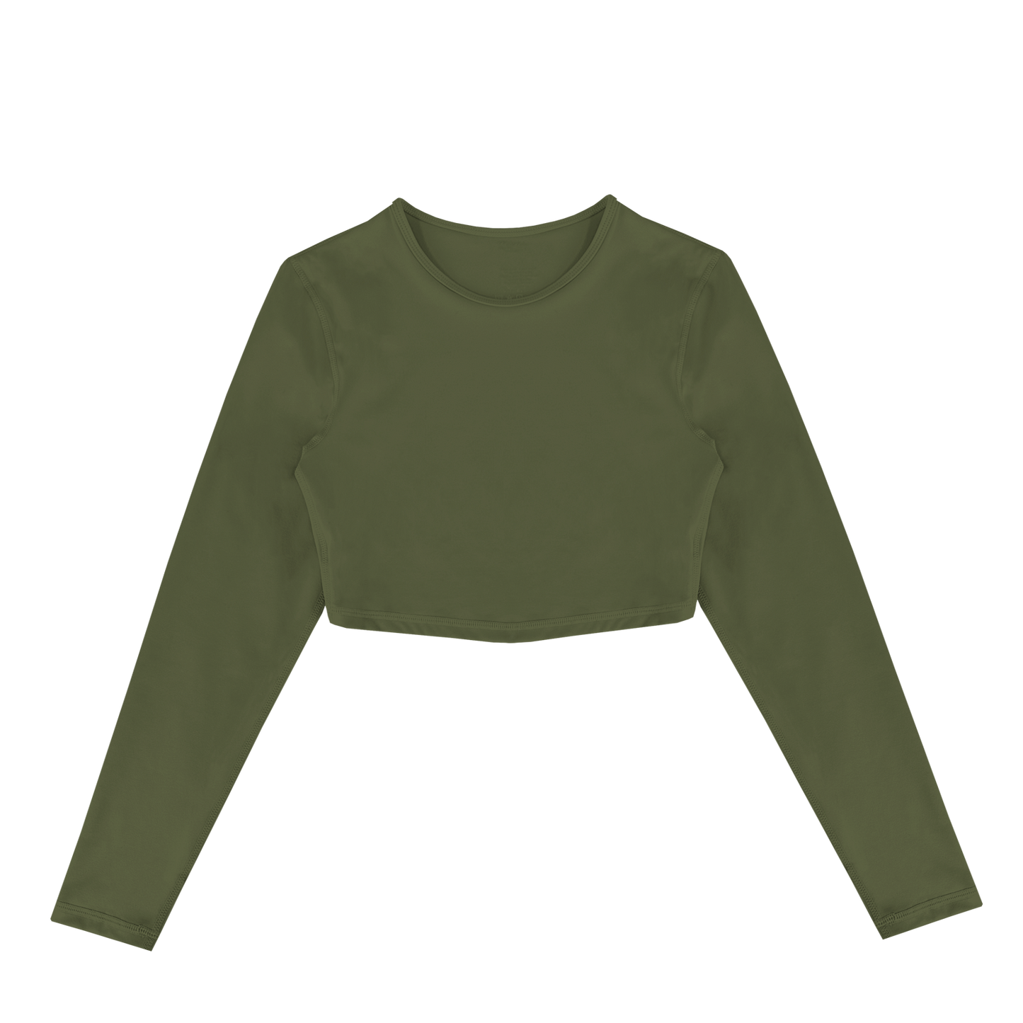 Tailliertes, verkürztes Langarmshirt – Olivgrün
