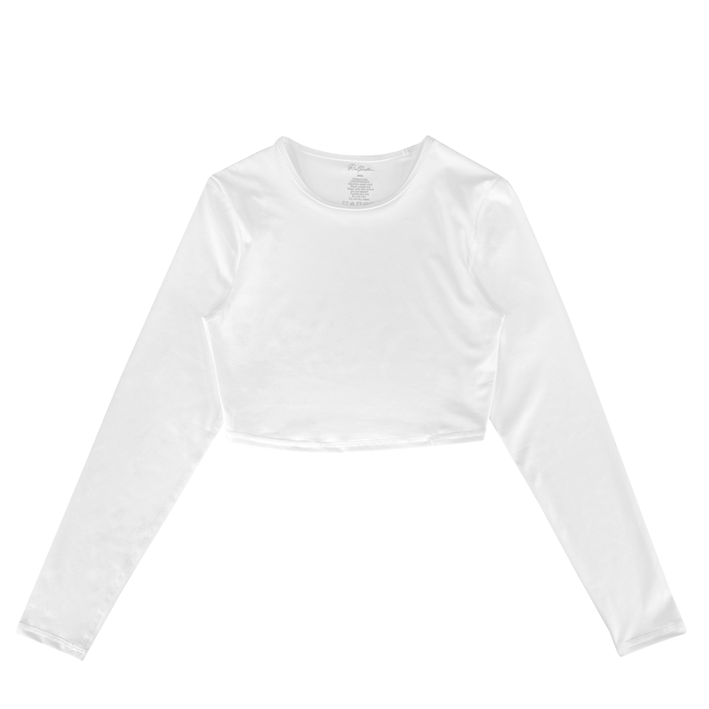 Tailliertes, kurzes Langarmshirt – Weiß