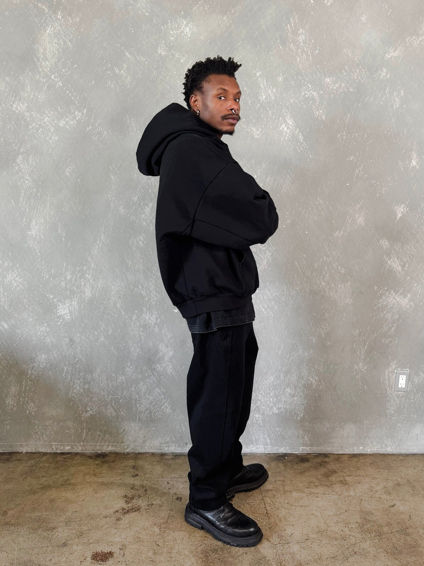 (PREORDER) MADE IN ITALY | TIER-ONE PRIMEWEIGHT DESIGNER HOODIE - NOIR