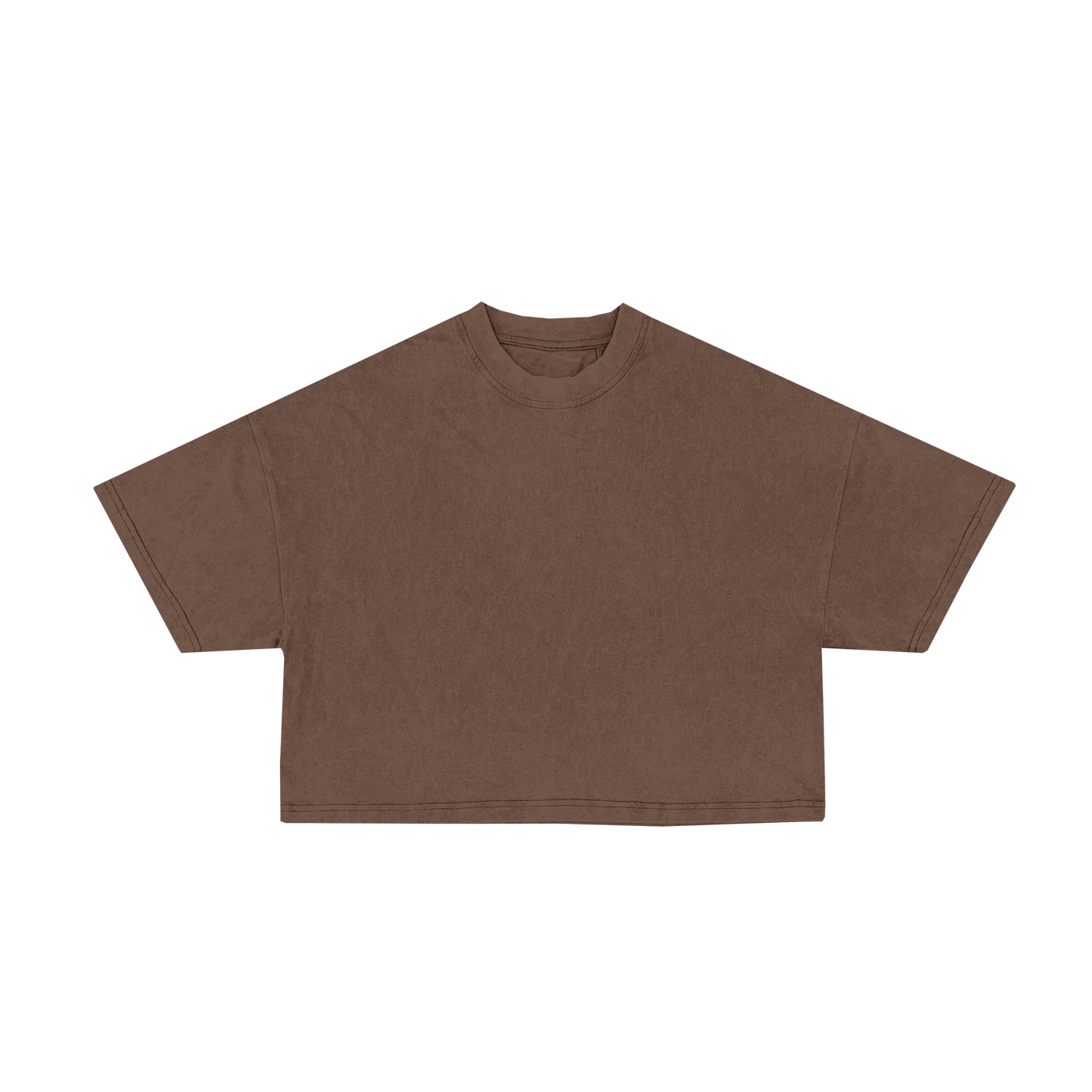 DAMEN CROPPED T-SHIRT - BRAUN