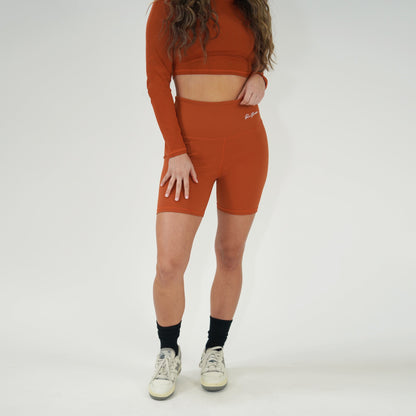 Bikershorts mit hoher Taille, 18 cm, Bernstein