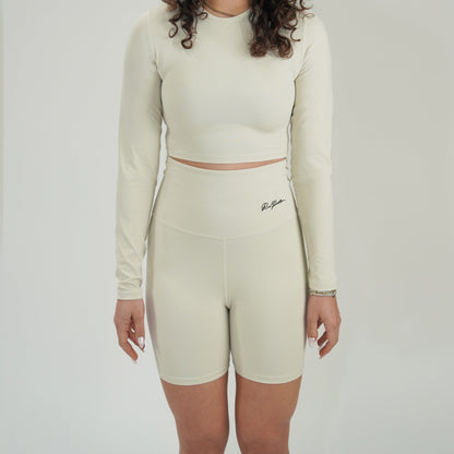 HIGH-WAIST BIKER SHORT 7" - IVORY
