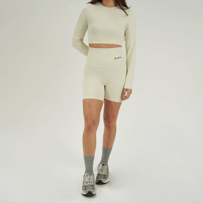 HIGH-WAIST BIKER SHORT 7" - IVORY