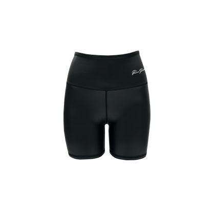 VEGAN LEATHER HIGH-WAIST BIKER SHORT 7" - BLACK