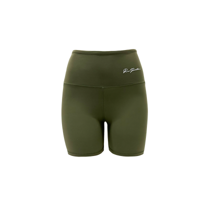 Bikershorts mit hoher Taille, 7 Zoll – Olivgrün