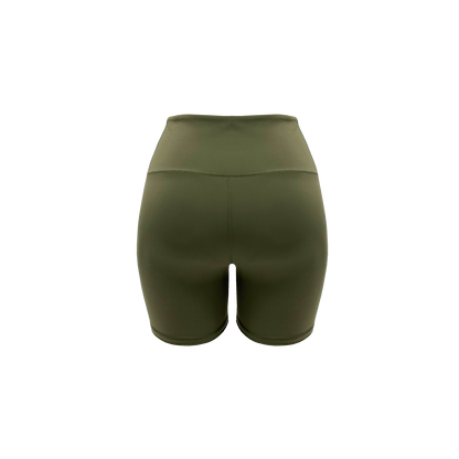 Bikershorts mit hoher Taille, 7 Zoll – Olivgrün