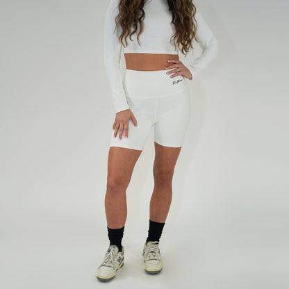 HIGH-WAIST BIKER SHORT 7" - WHITE