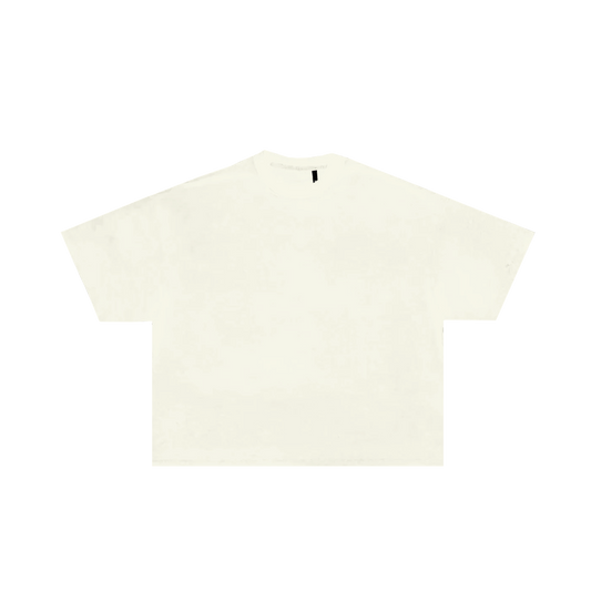 MENS CROPPED BOXY LUXURY TEE - CREAM [RP29]