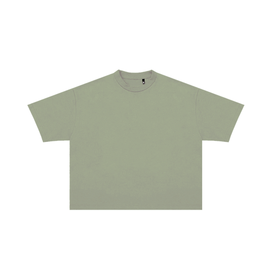 MENS CROPPED BOXY LUXURY TEE - MOSS [RP29]