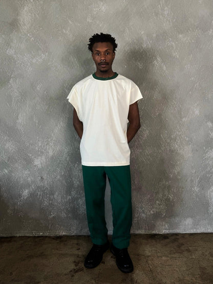 MADE IN ITALY | PLEATED STRAIGHT SWEATPANTS - DARK GREEN [MIT-PS1]
