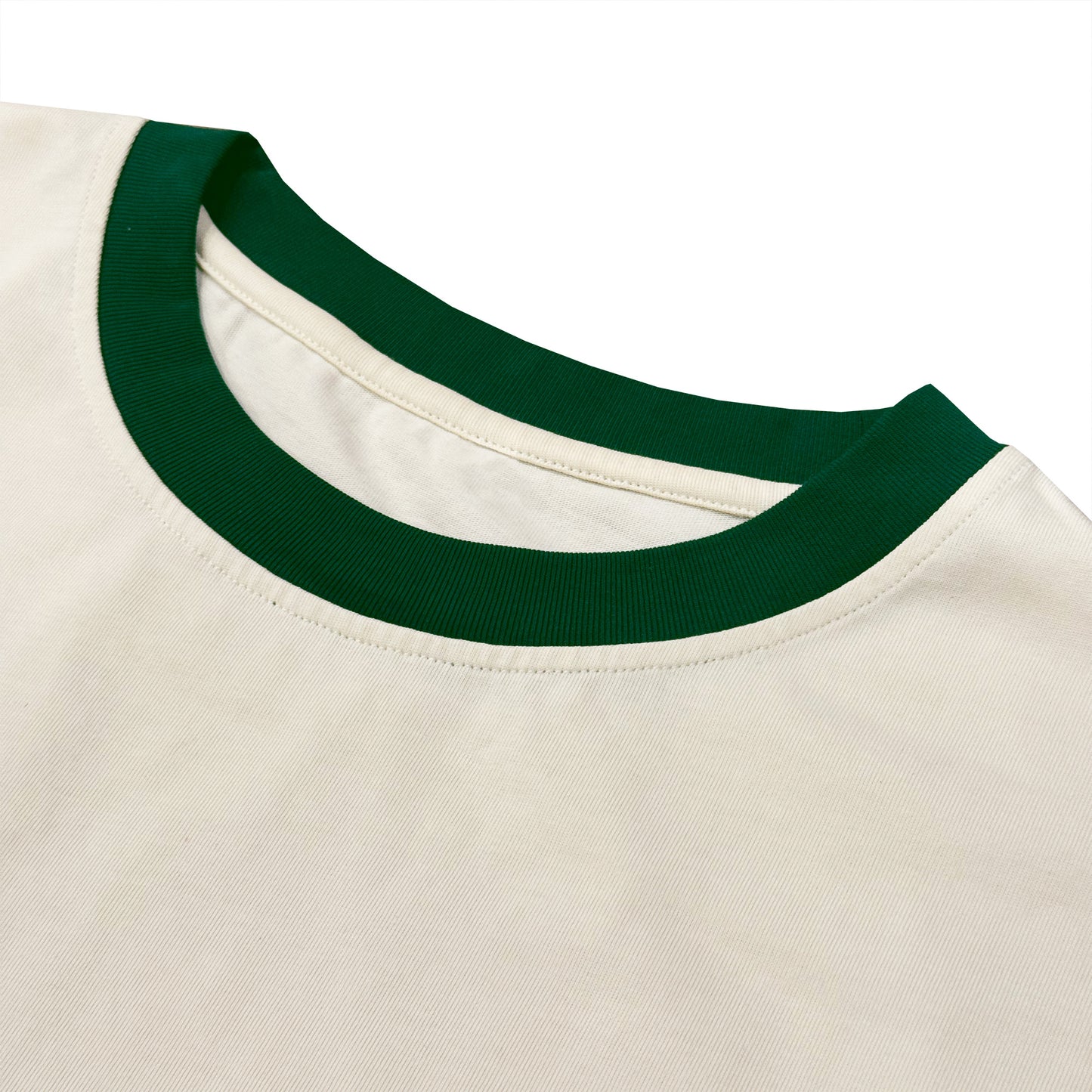 MADE IN ITALY | CONTRAST RAWCUT TOP - CREAM/GREEN [MIT-CR1]