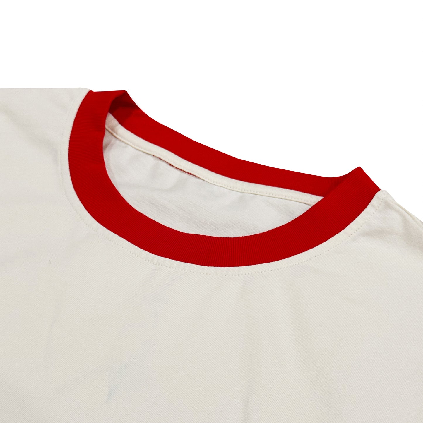 MADE IN ITALY | CONTRAST RAWCUT TOP - CREAM/RED [MIT-CR1]
