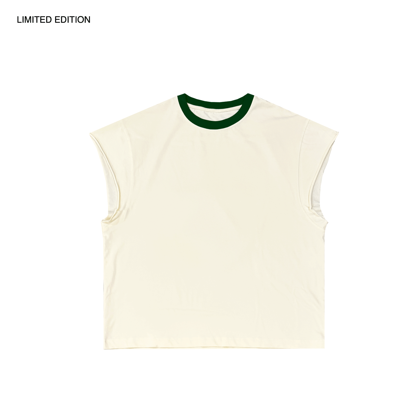 MADE IN ITALY | CONTRAST RAWCUT TOP - CREAM/GREEN [MIT-CR1]