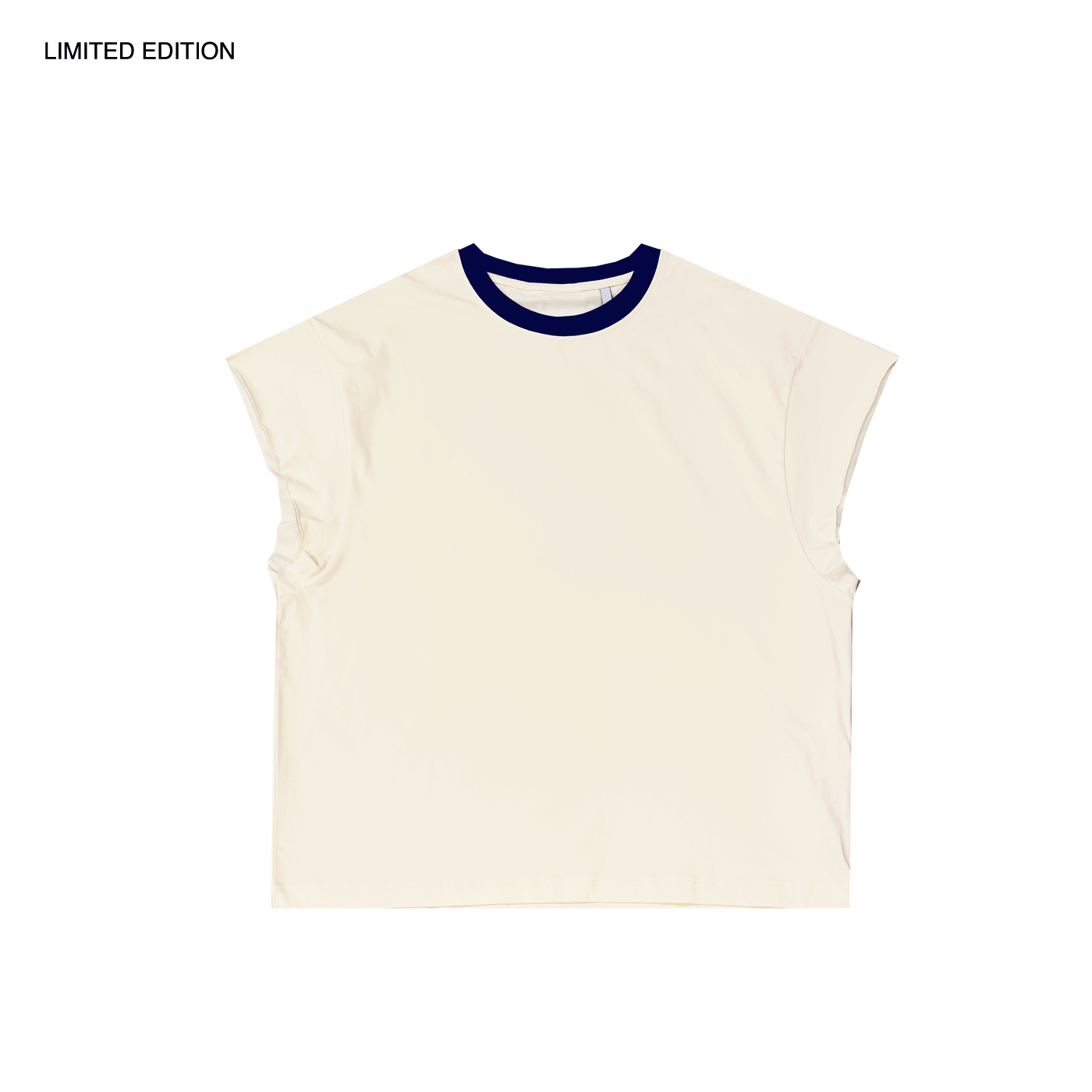 MADE IN ITALY | CONTRAST RAWCUT TOP - CREAM/NAVY [MIT-CR1]