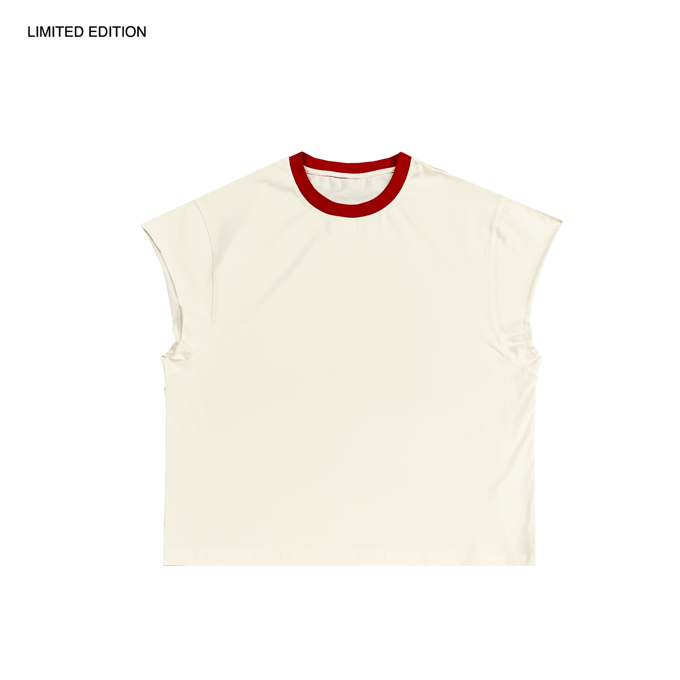 MADE IN ITALY | CONTRAST RAWCUT TOP - CREAM/RED [MIT-CR1]