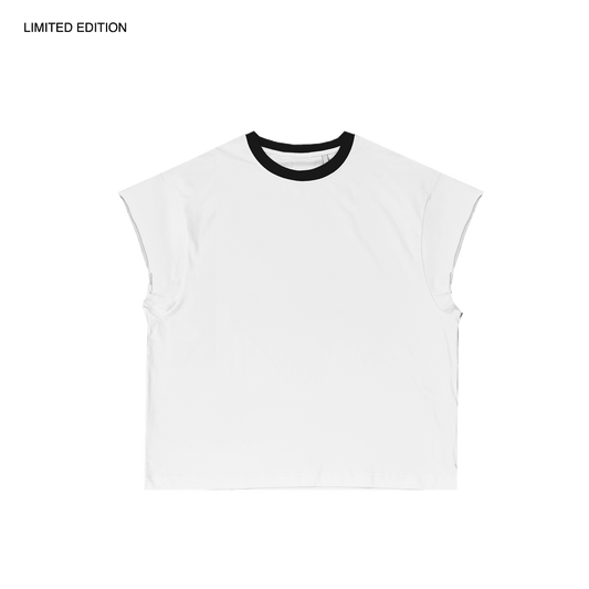 MADE IN ITALY | CONTRAST RAWCUT TOP - WHITE/BLACK [MIT-CR1]
