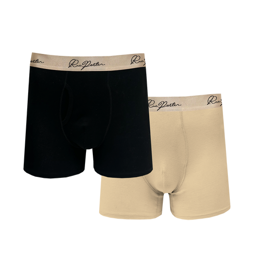 2-Pack Core Mens Boxer Briefs (Black/Ivory)