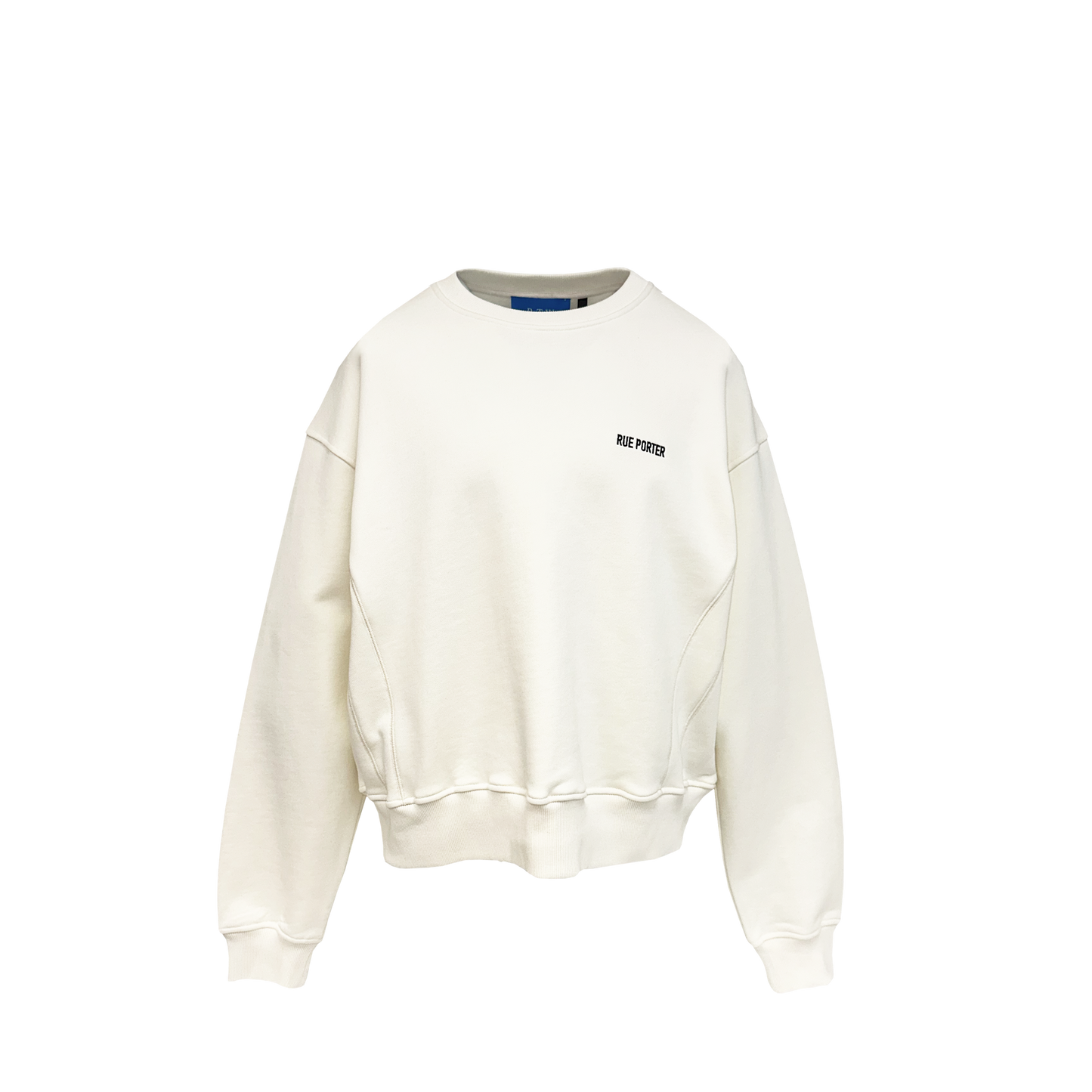 Rundhalspullover mit schwerem Logo – Creme