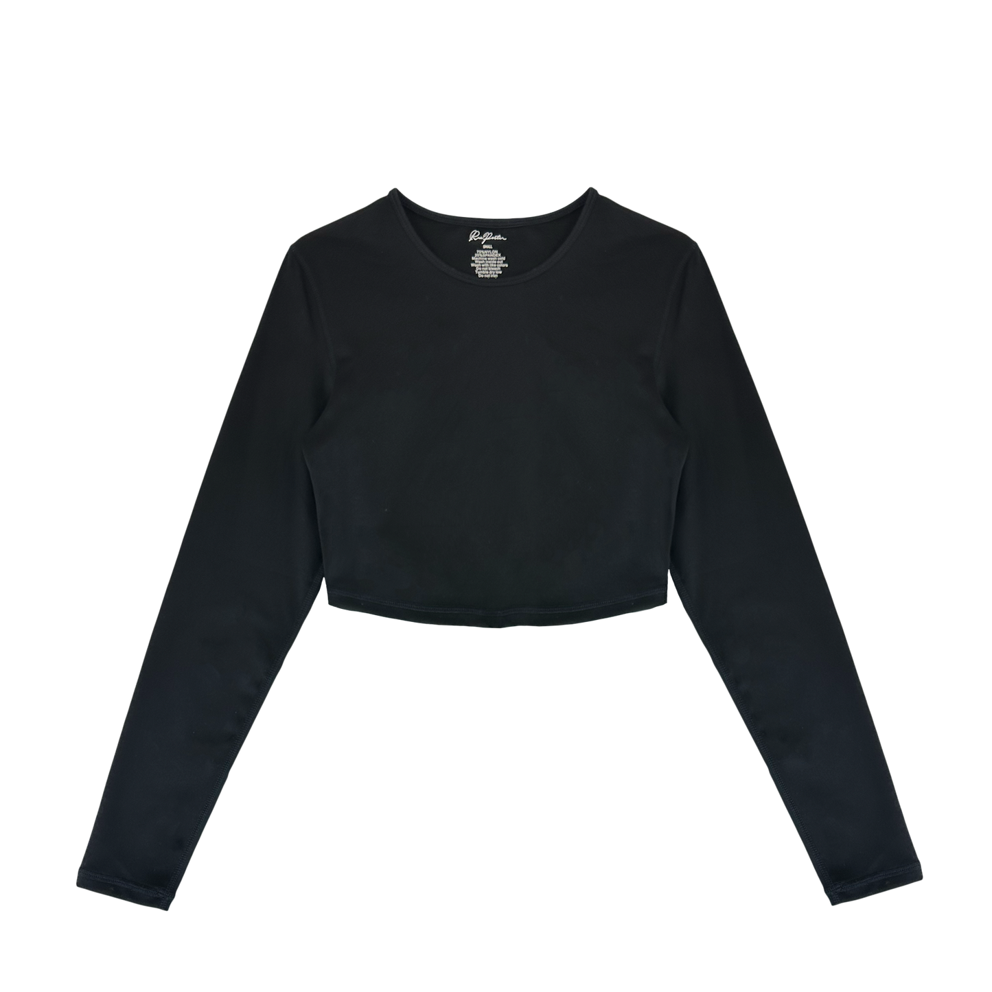 Tailliertes, kurzes Langarmshirt – Schwarz