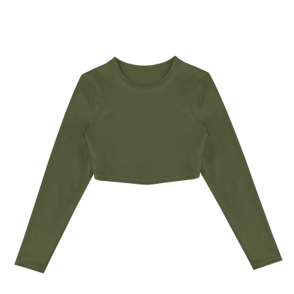 FITTED CROPPED LONG SLEEVE - OLIVE