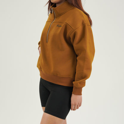 HALF-ZIP PULLOVER SWEATER - CARAMEL