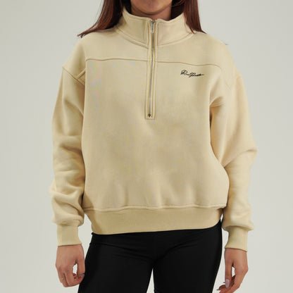 HALF-ZIP PULLOVER SWEATER - WHEAT
