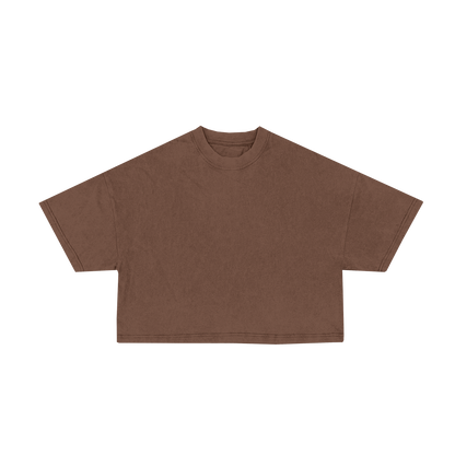 WOMENS CROPPED TEE - BROWN