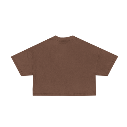 WOMENS CROPPED TEE - BROWN